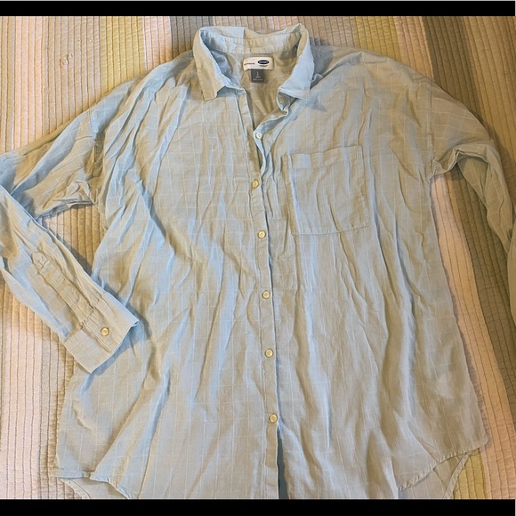 Old Navy Tops - Old Navy boyfriend Large blue button down